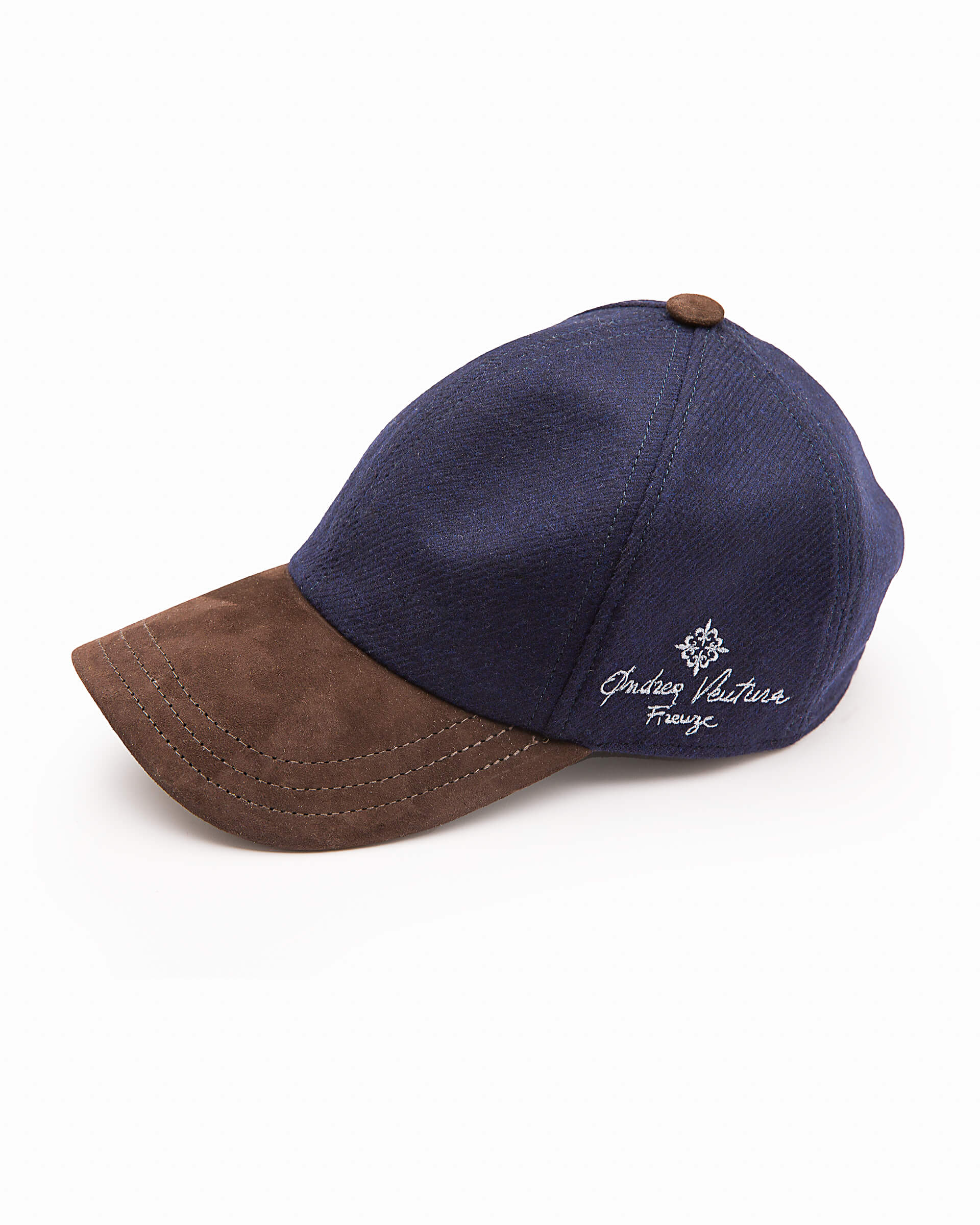 Baseball cap made of Andrea eclipse cashmere hat blue with Ventura Firenze - visor water-repellent