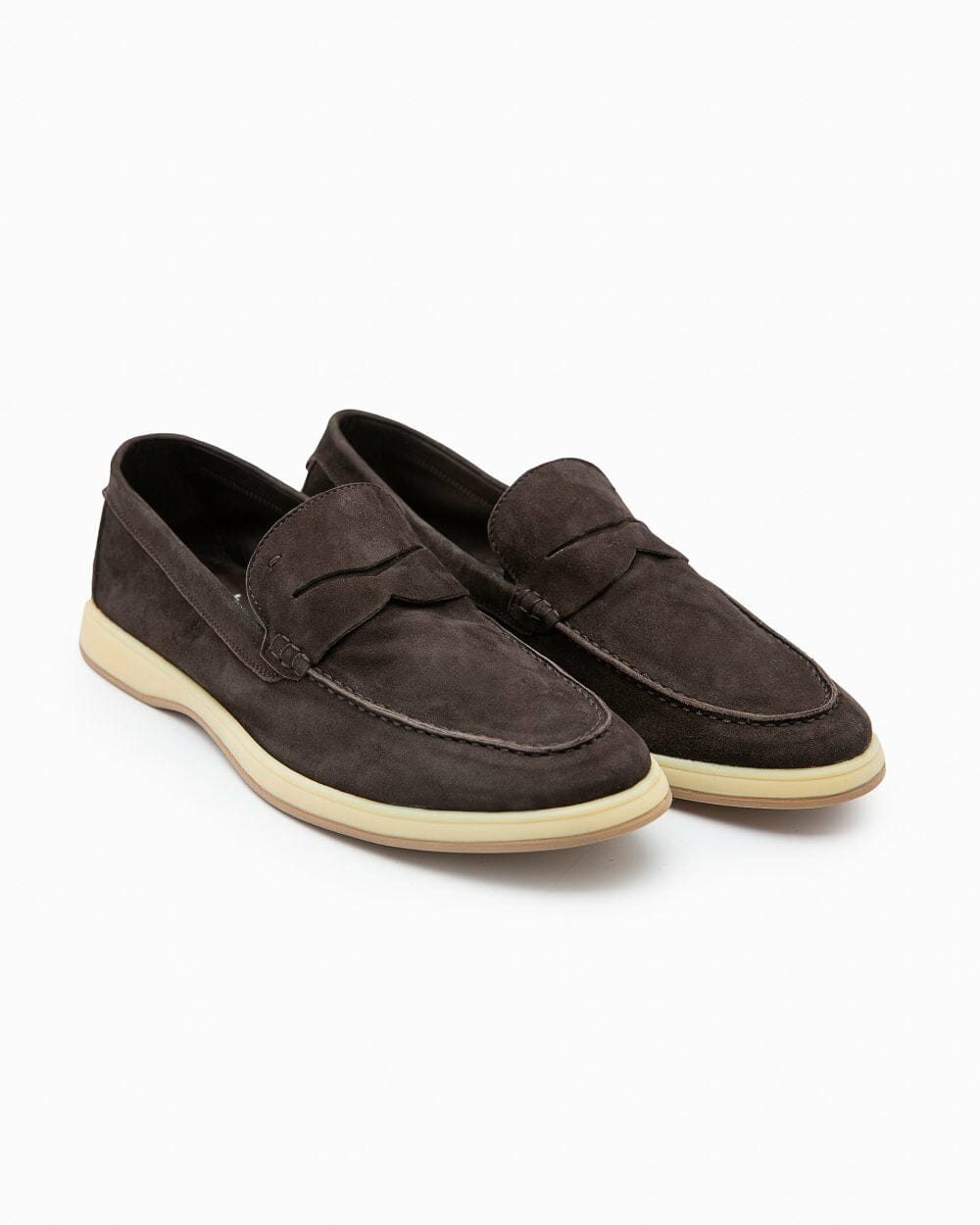 Aquariva 80 ebony brown suede penny loafer - Andrea Ventura Firenze