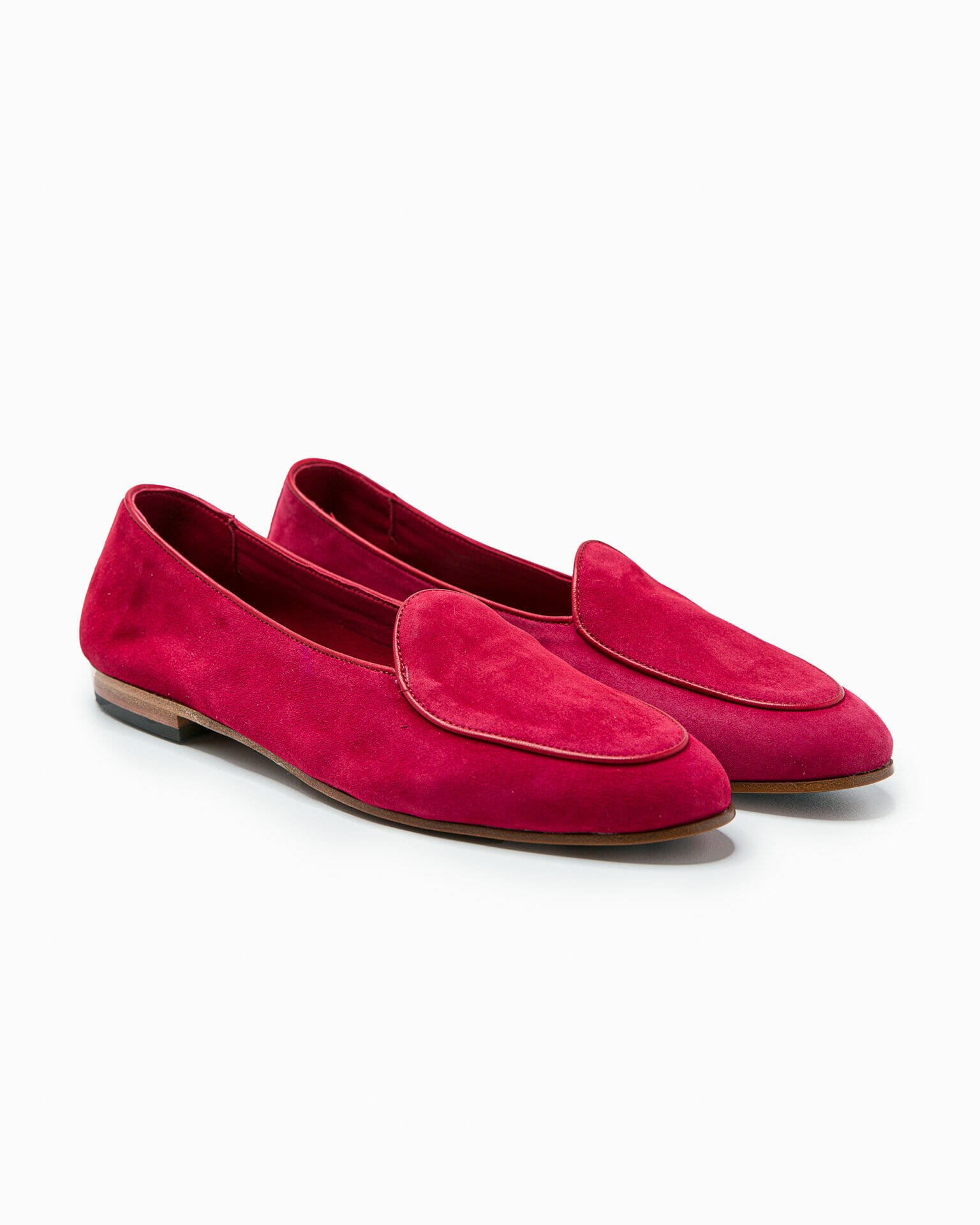 BELGIAN-D LS RUBY RED SUEDE LOAFERS FOR WOMEN - Andrea Ventura Firenze
